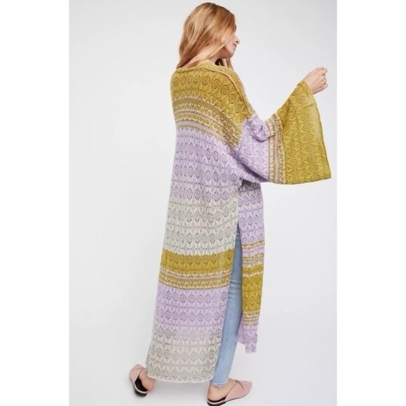 RARE Free People Boho Bell Sleeve & Side Slits Kimono Cardigan - Picture 11 of 16